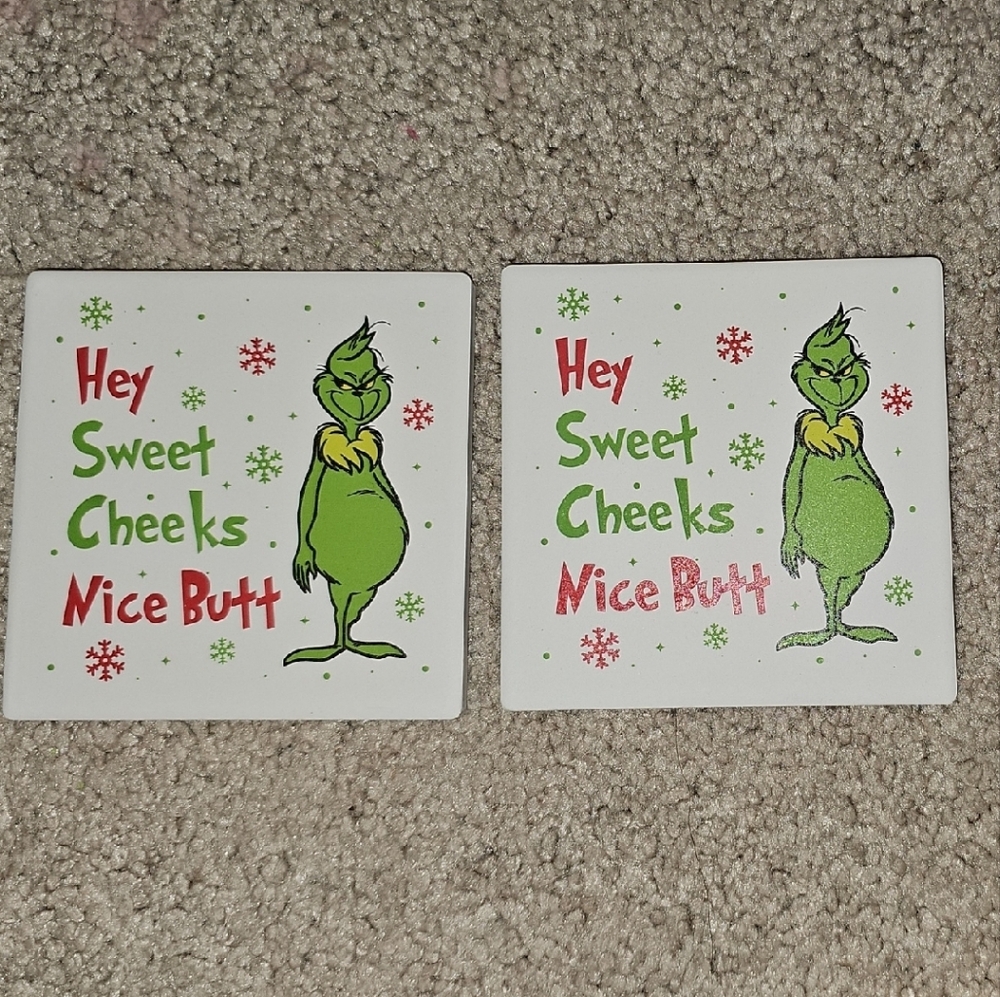 Funny Grinch Coasters Set